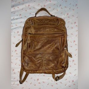 Brown leather backpack